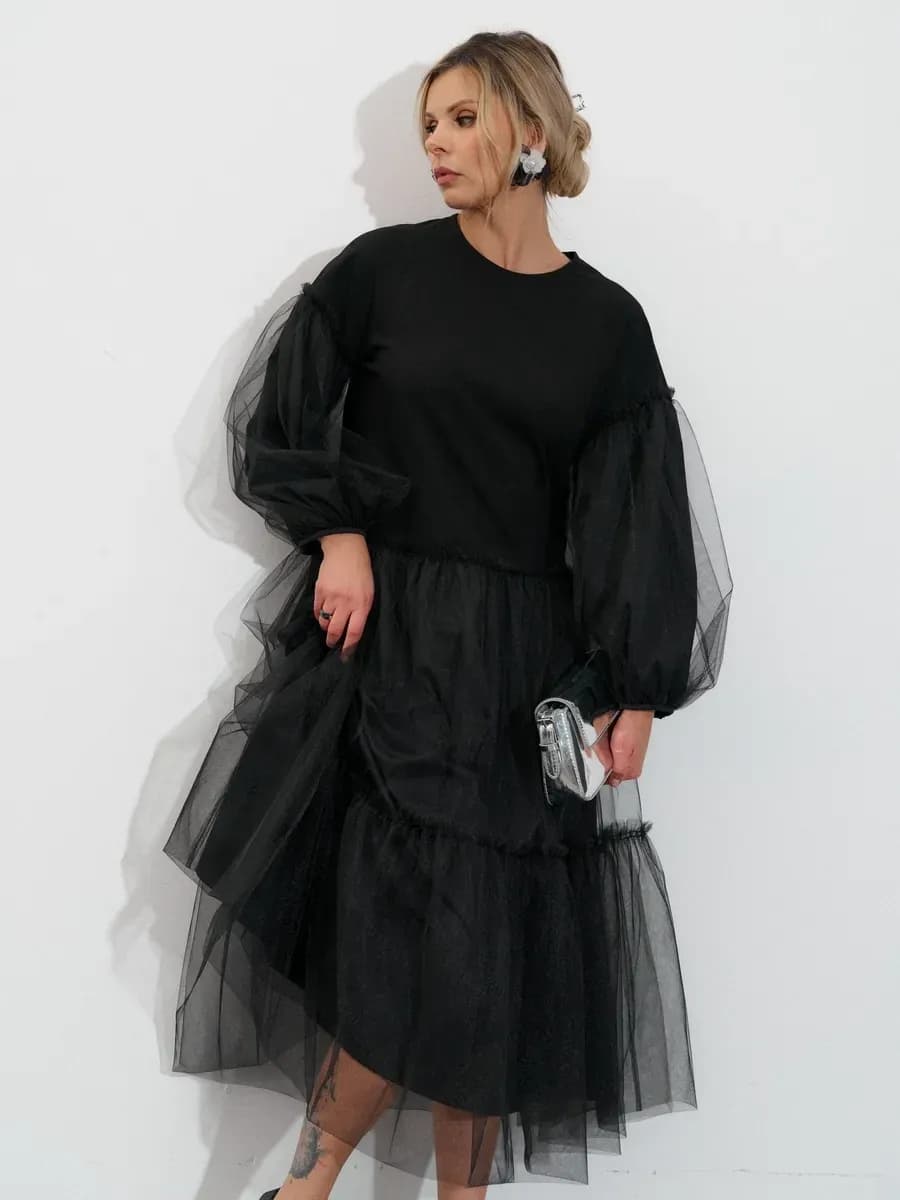 Платье нарядное с фатином на корпоратив