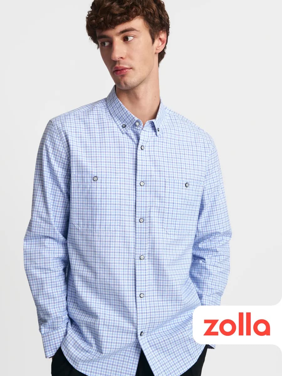 Мужская рубашка из хлопка в клетку