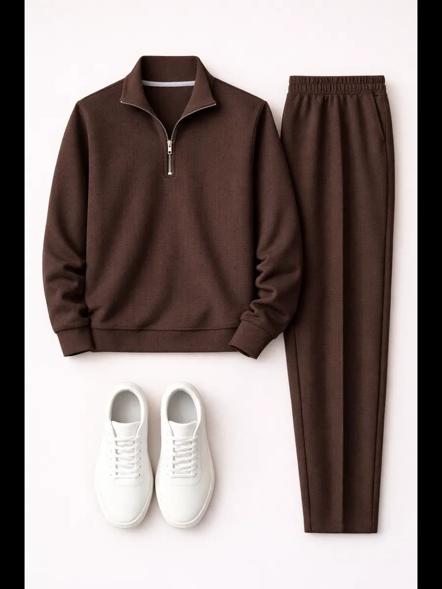 Костюм повседневный Casual двойка с воротником на молнии