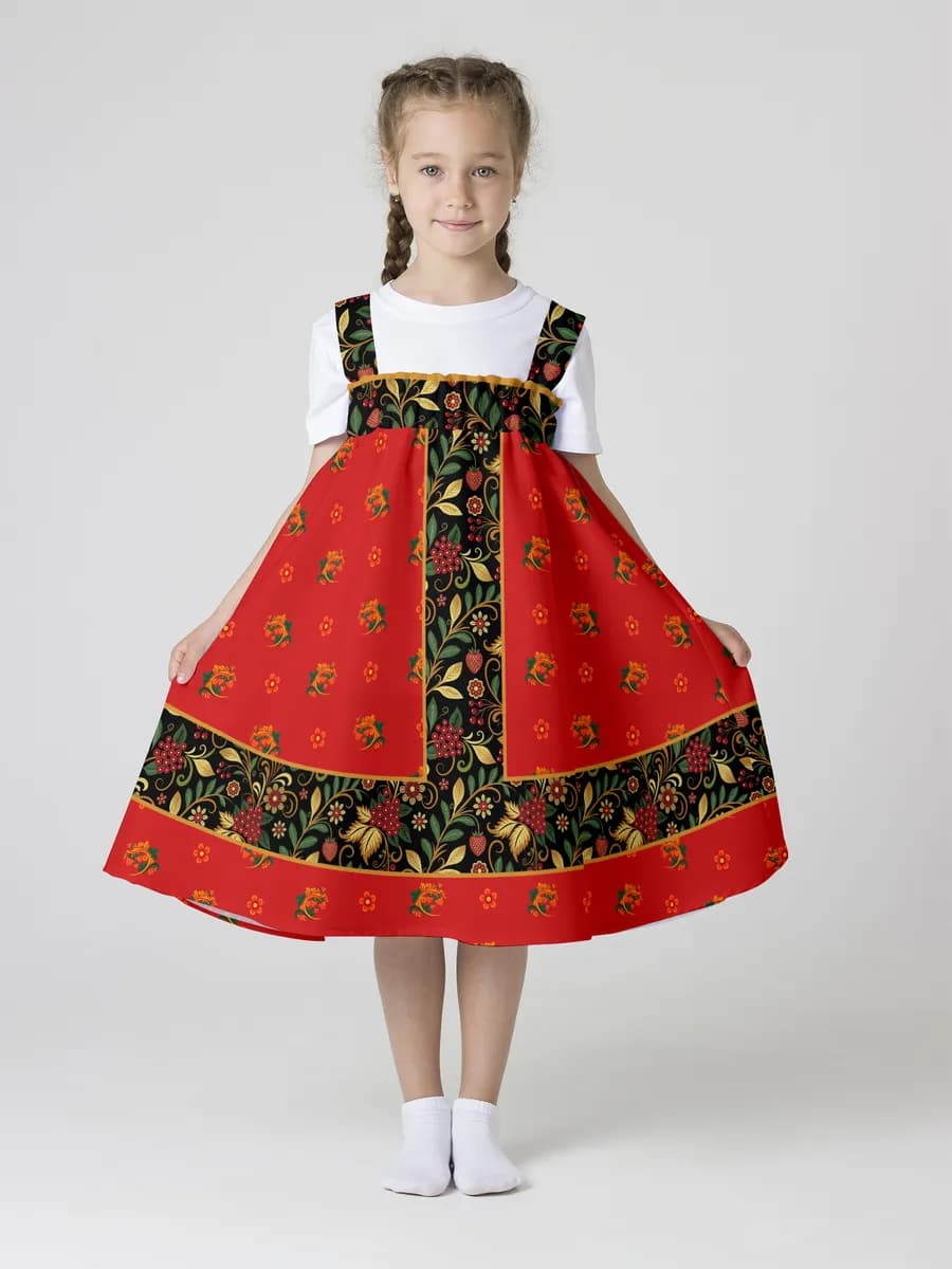 Сарафан детский русский народный для танцев Хохлома