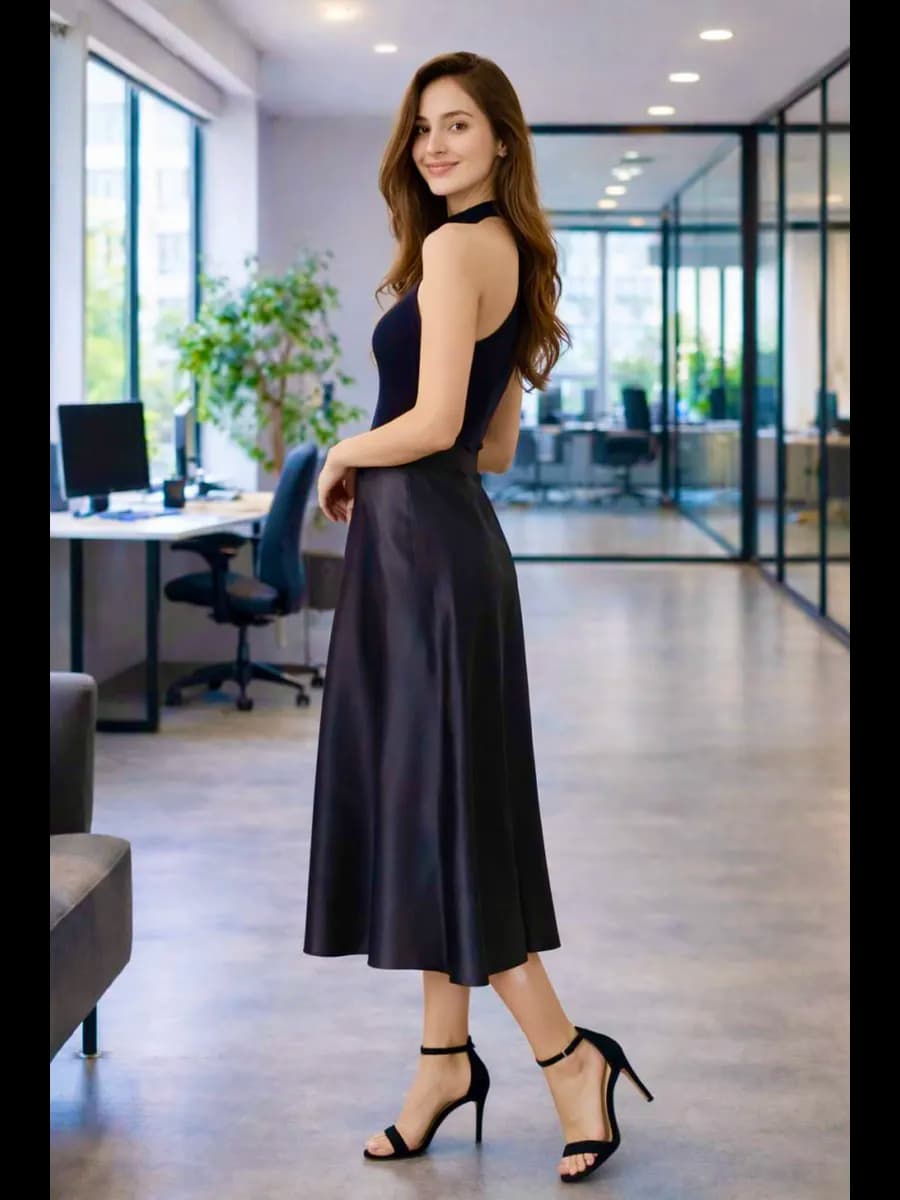 Юбка атласная женская на резинке