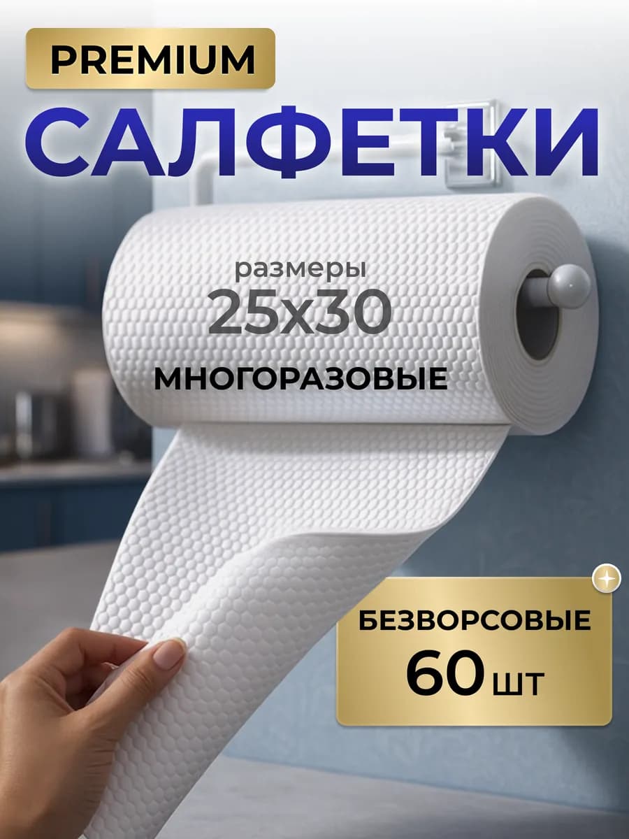 Салфетки многоразовые для уборки в рулоне