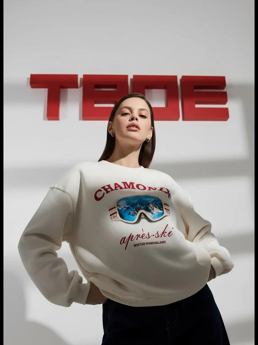 Утепленный свитшот с принтом и начёсом - фото 1