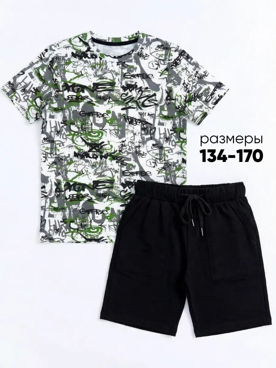 Пижама с шортами с футболкой - фото 1
