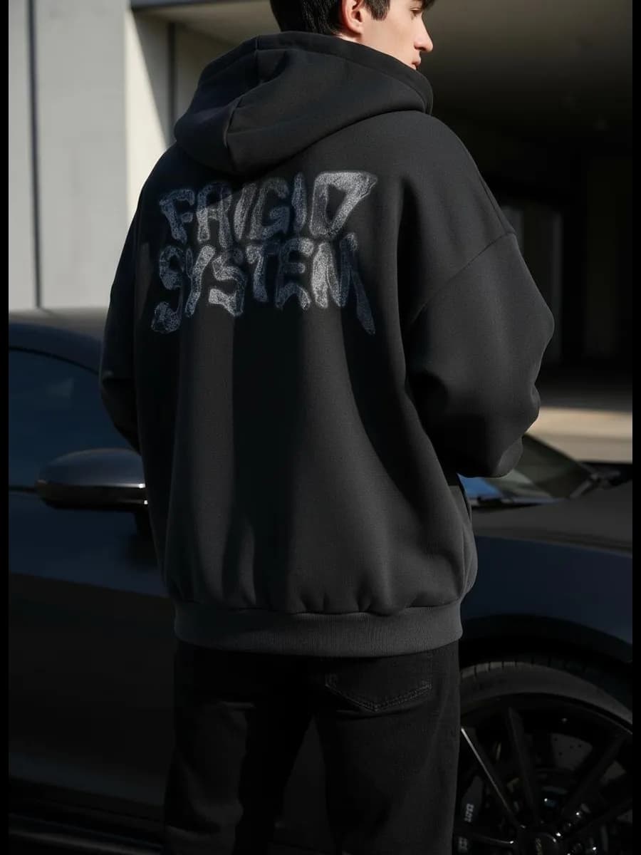 Теплая толстовка оверсайз с надписью на спине