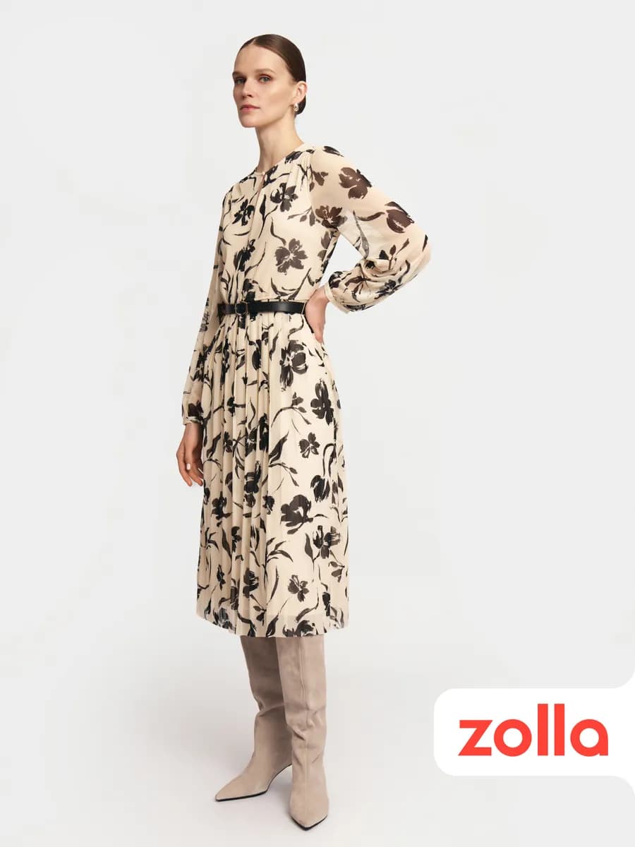 Женское платье миди с плиссировкой