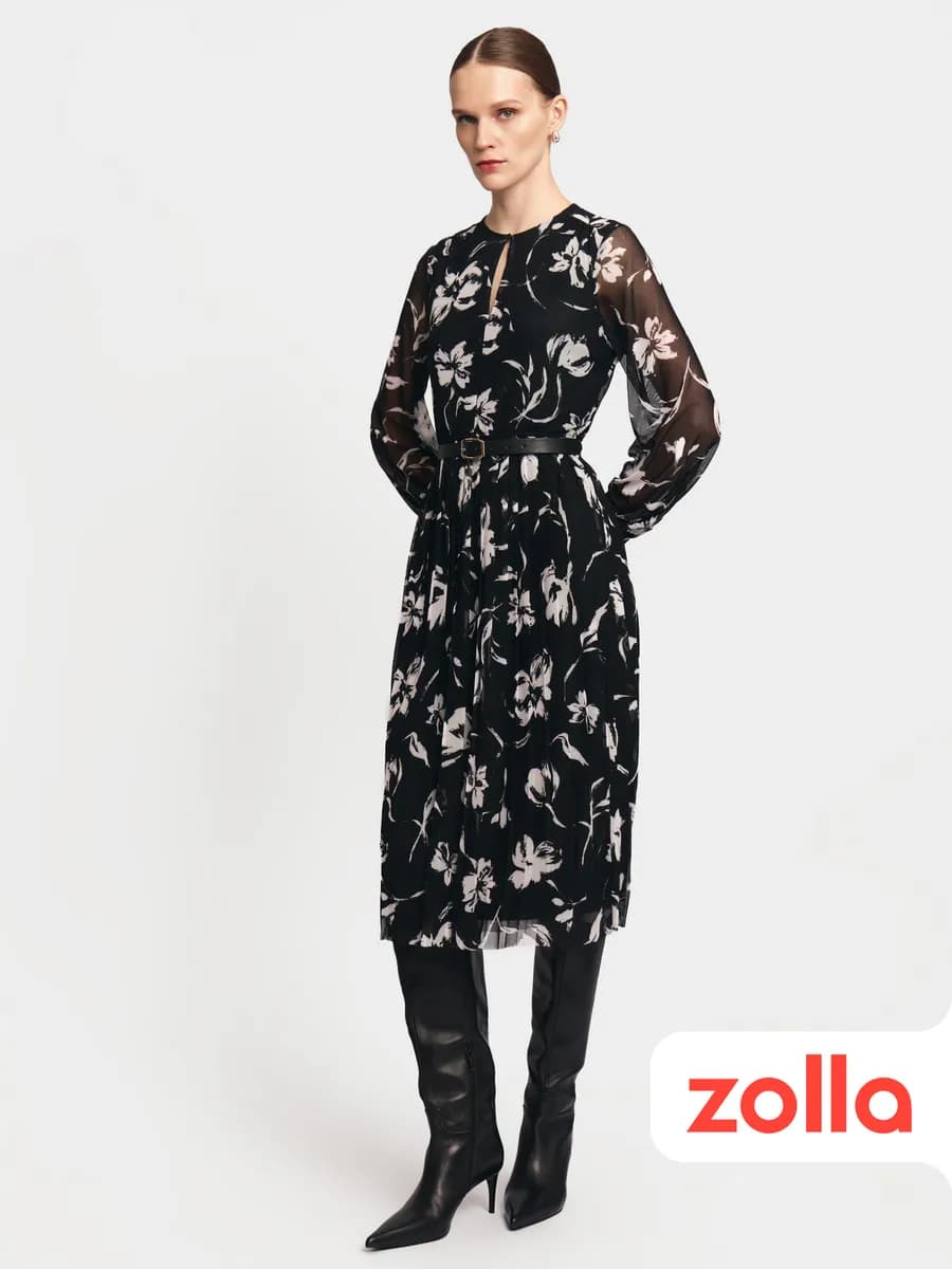 Женское платье миди с плиссировкой