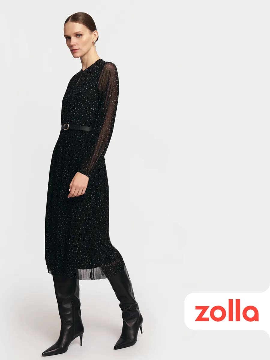 Женское платье миди с плиссировкой