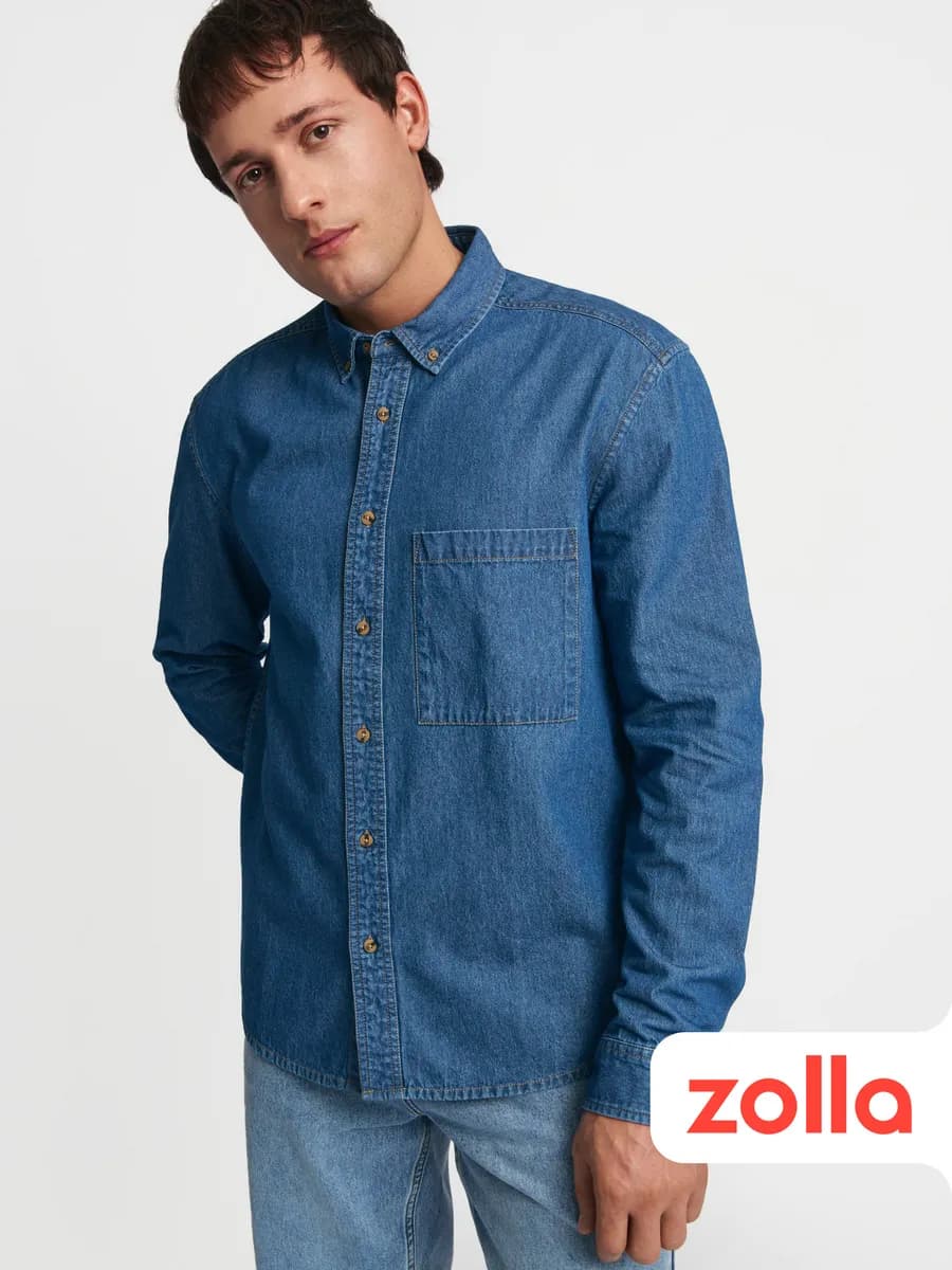Мужская джинсовая рубашка из хлопка