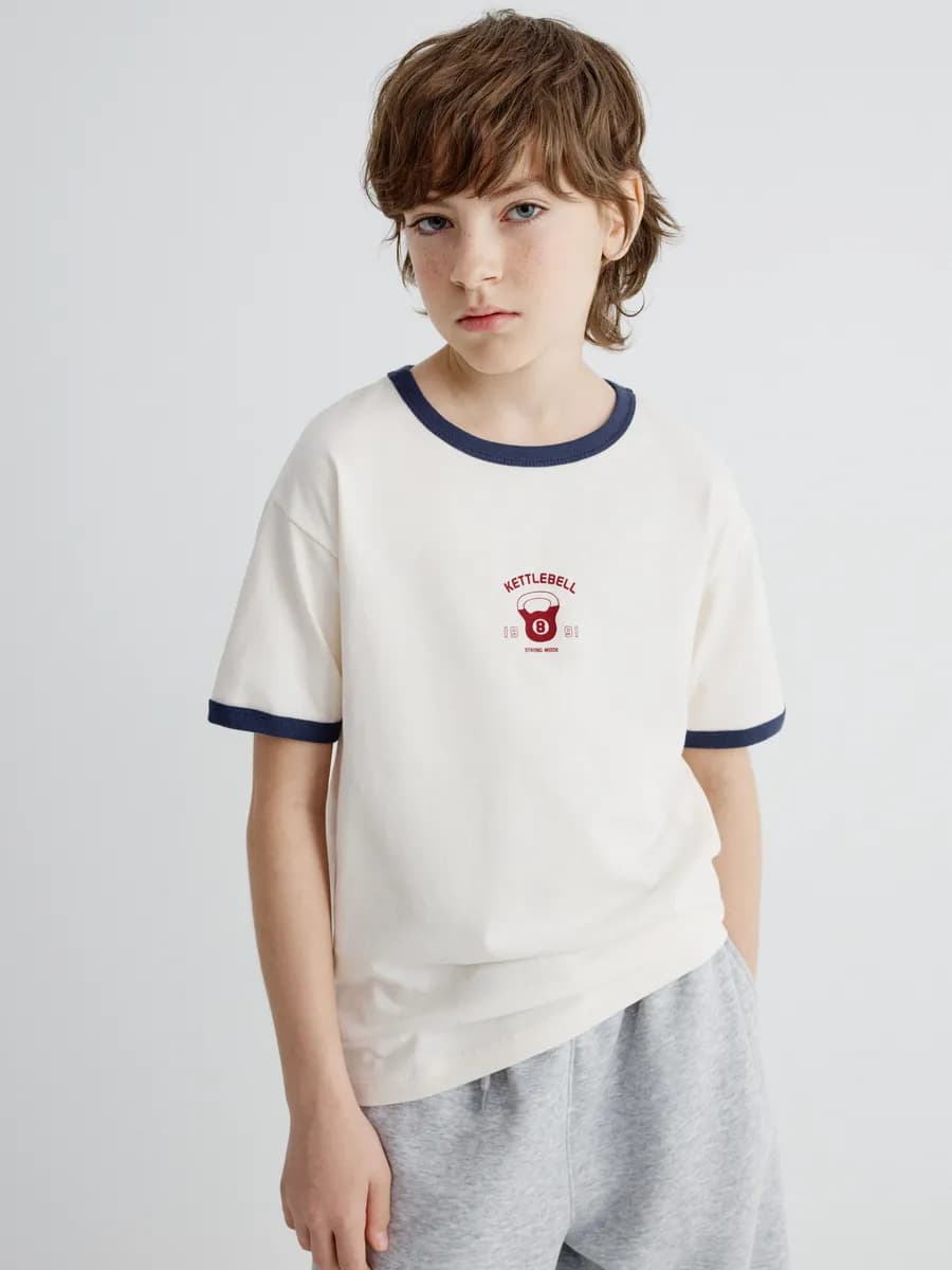 Футболка ретро свободная из хлопка с принтом - фото 1