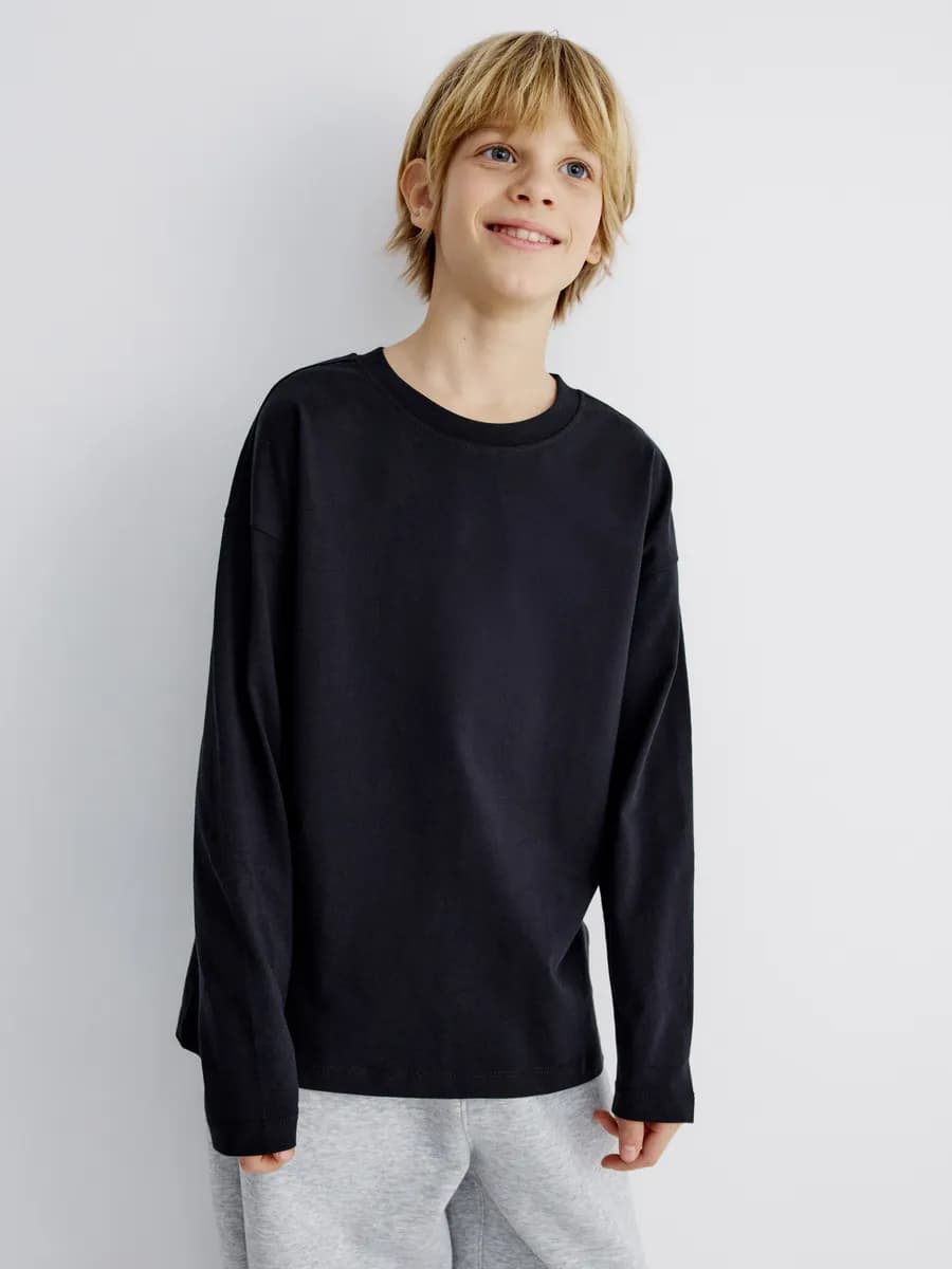 Лонгслив трикотажный базовый однотонный для школы