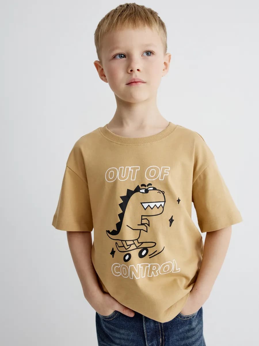 Футболка хлопковая оверсайз с принтом - фото 1