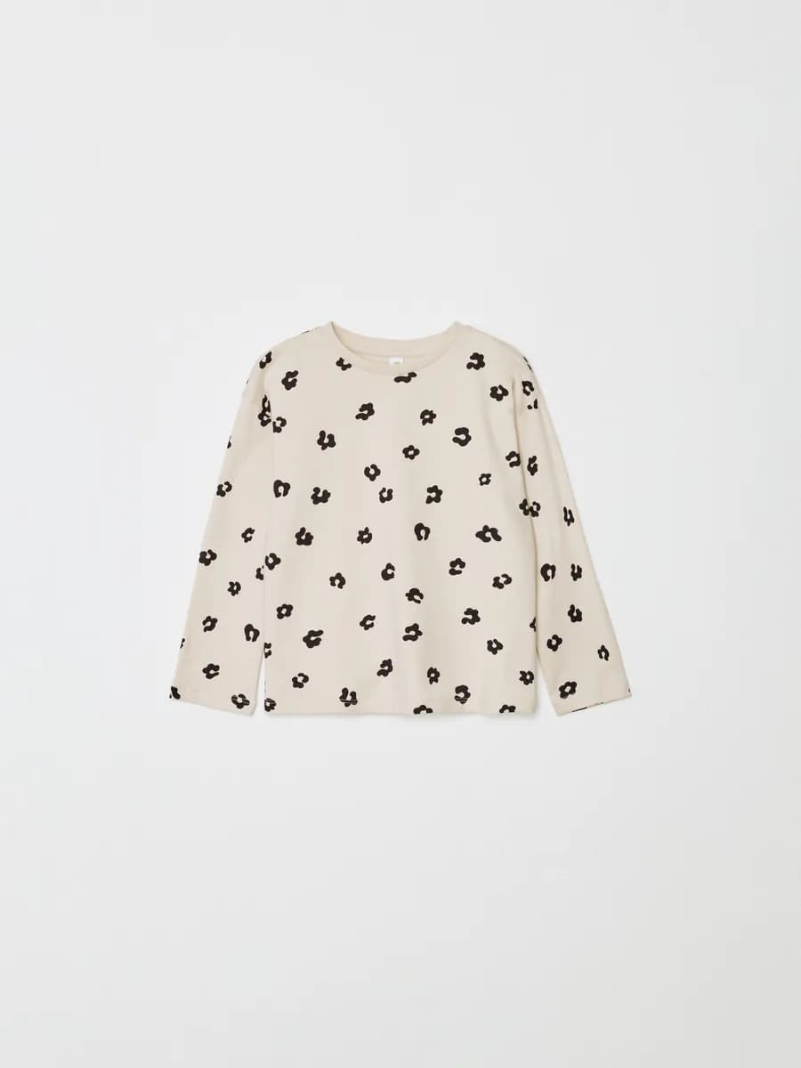 Лонгслив оверсайз из хлопка с принтом