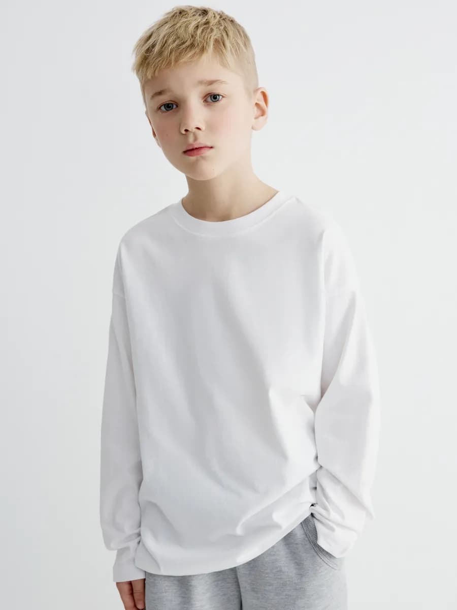 Лонгслив трикотажный базовый однотонный для школы