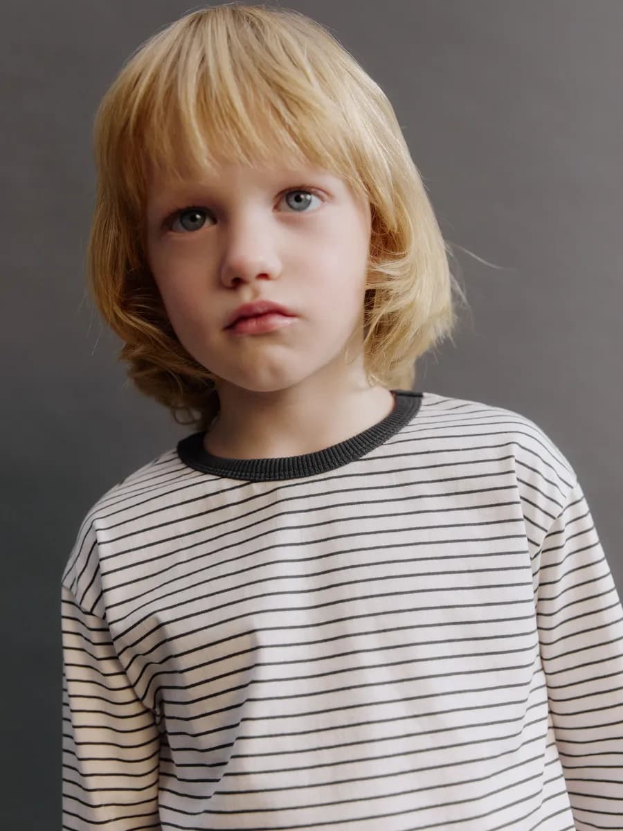 Лонгслив в полоску оверсайз базовый из хлопка - фото 1