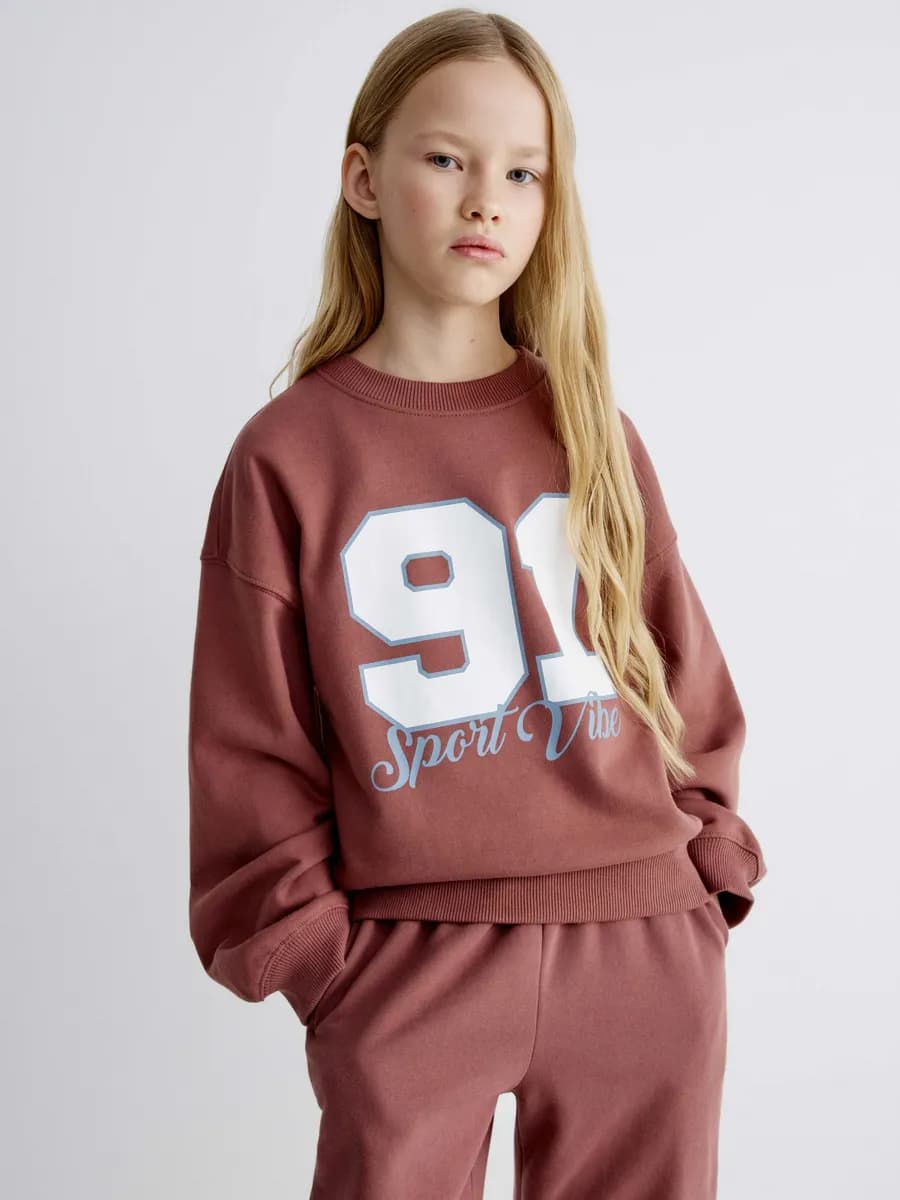 Свитшот оверсайз трикотажный с принтом