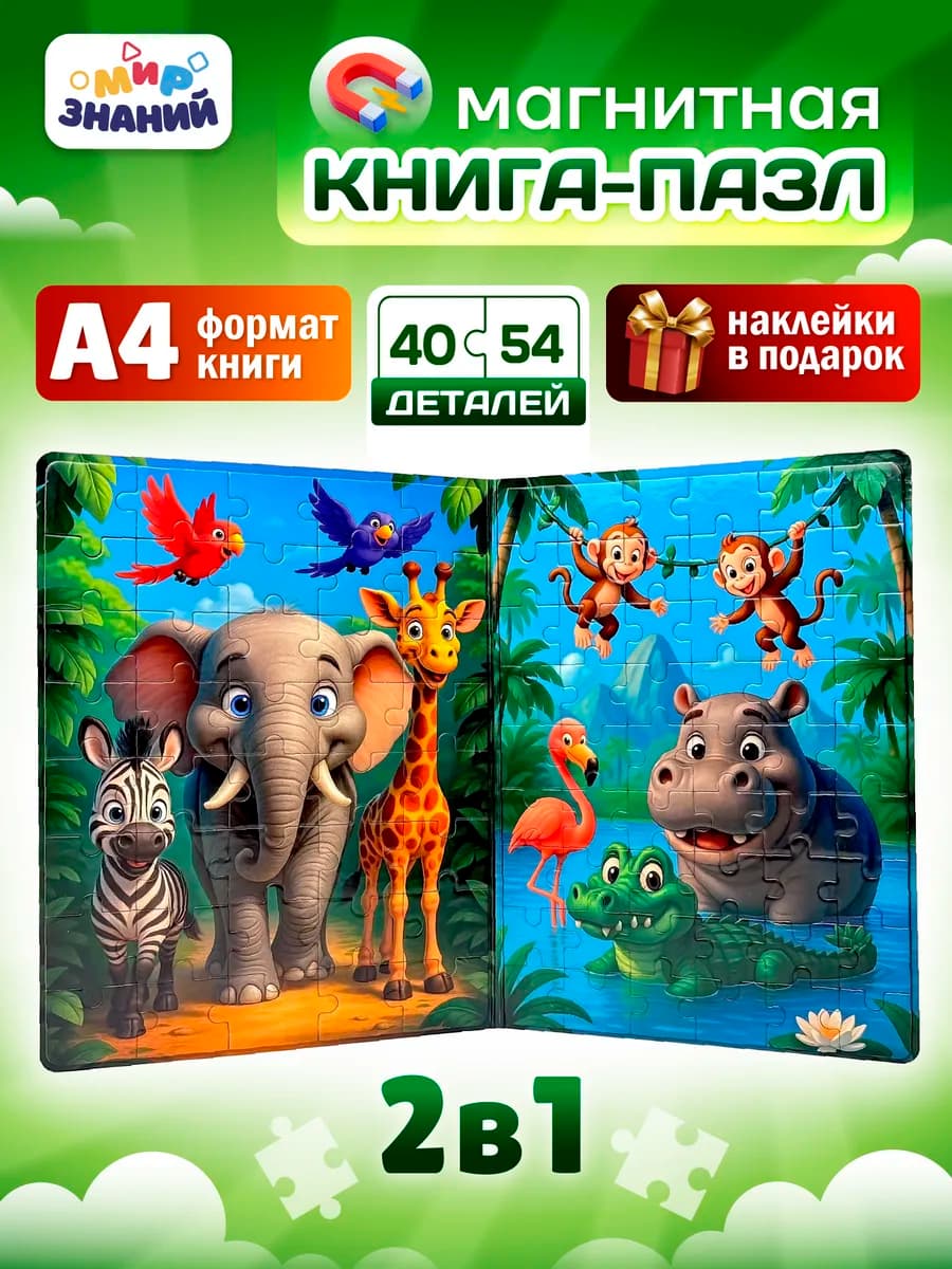 Магнитные пазлы для детей развивающая книга 2в1 А4