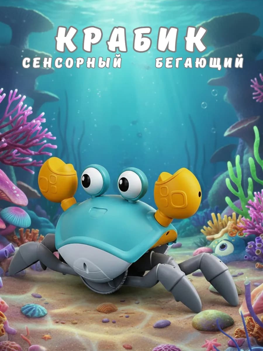 Интерактивная игрушка бегающий Крабик