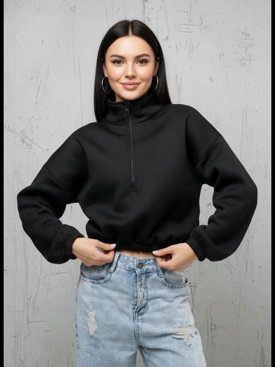 Зипка худи укороченное на молнии с начесом