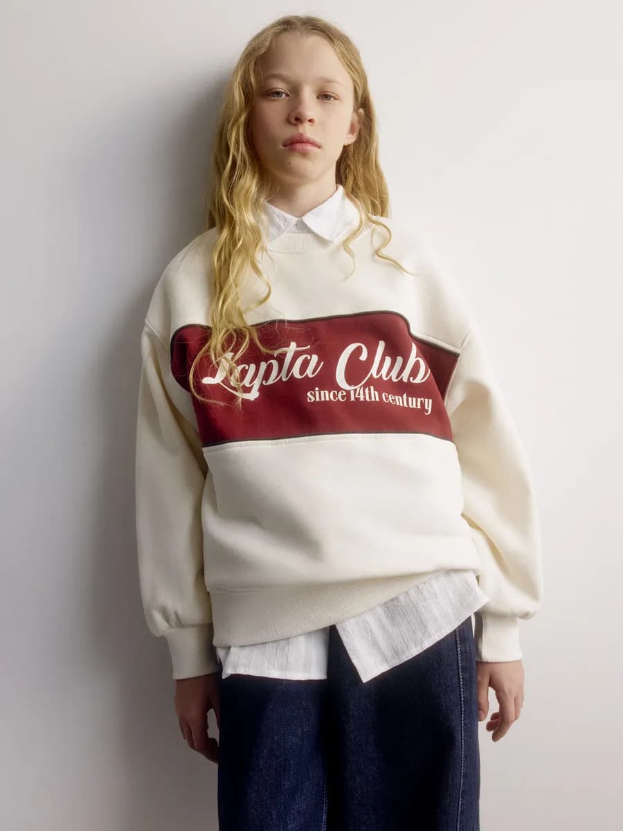 Свитшот оверсайз утепленный с принтом