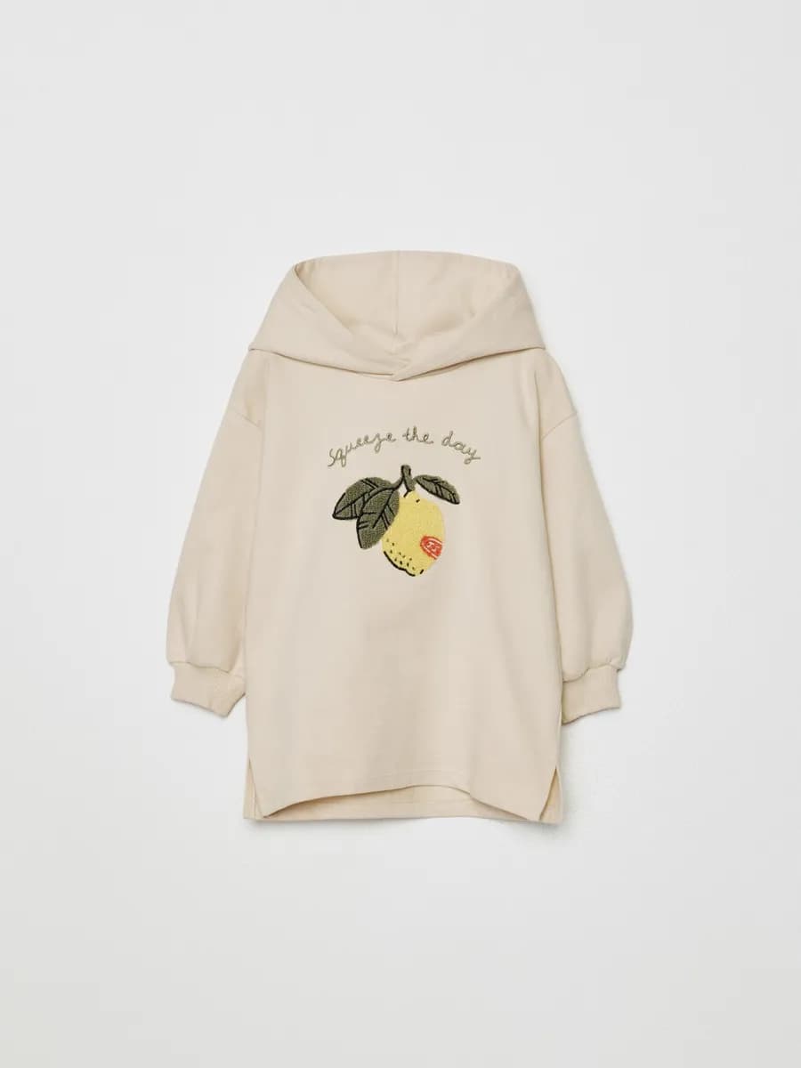 Платье-толстовка с капюшоном трикотажное