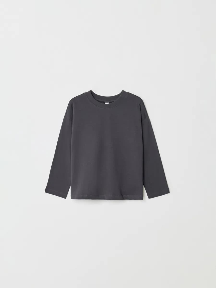 Лонгслив оверсайз базовый из хлопка однотонный