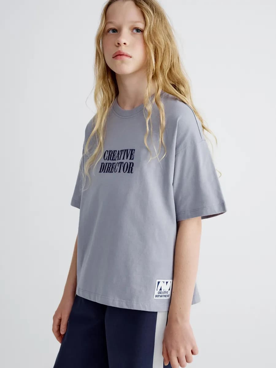 Футболка хлопковая свободная с принтом