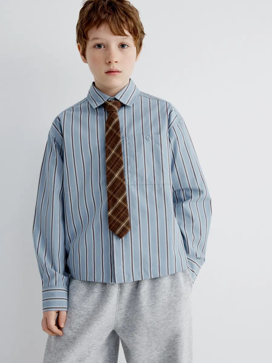 Рубашка в полоску оверсайз из хлопка