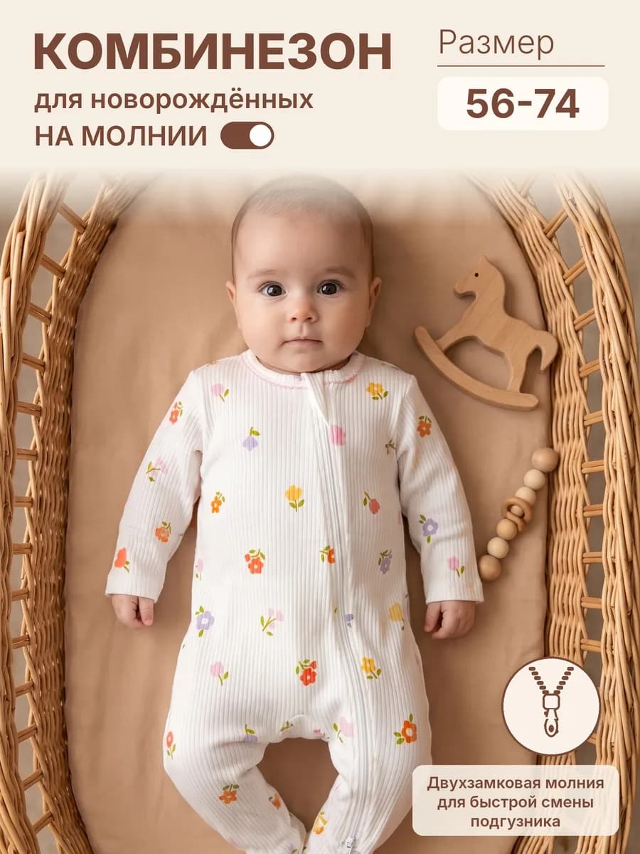 Слип для новорожденных на выписку Комбинезон на молнии