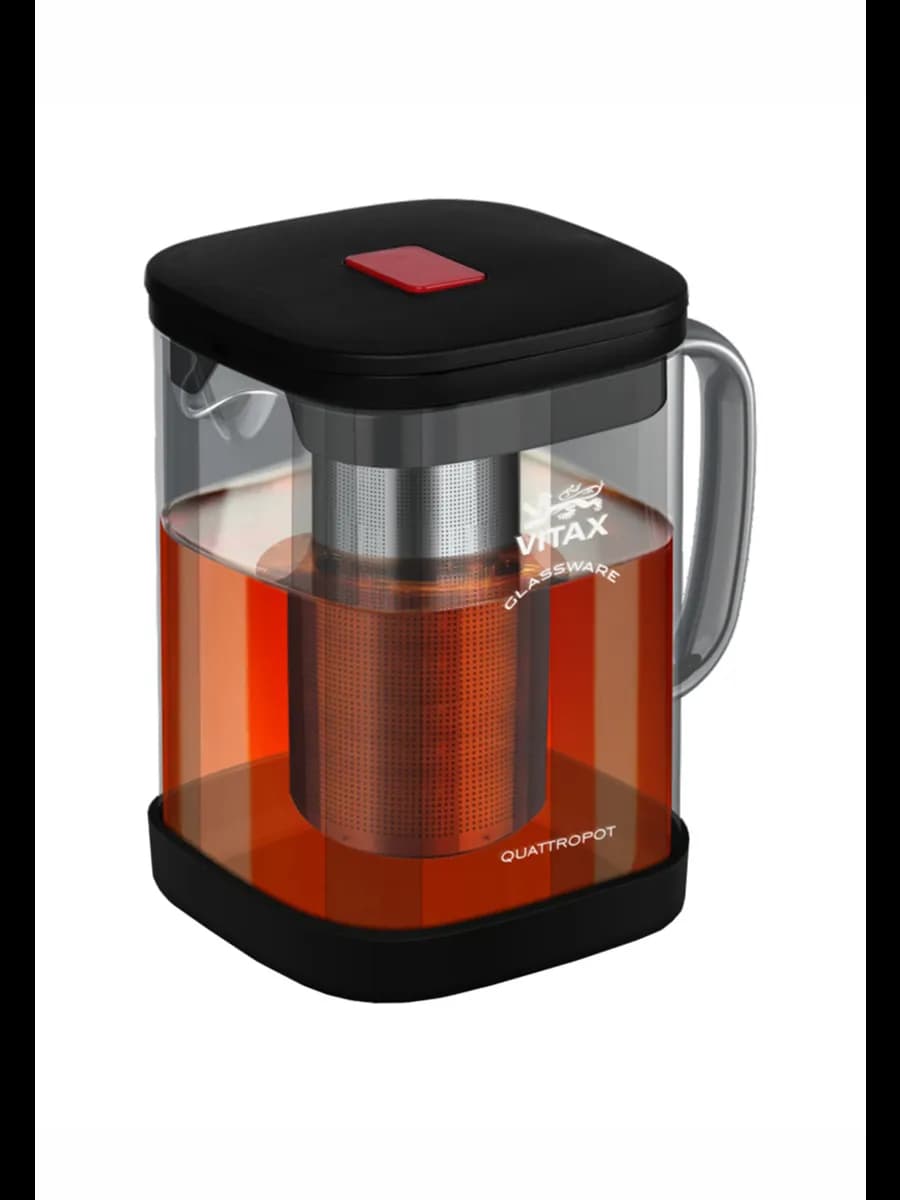 Чайник заварочный 900 мл стеклянный с ситечком и кнопкой