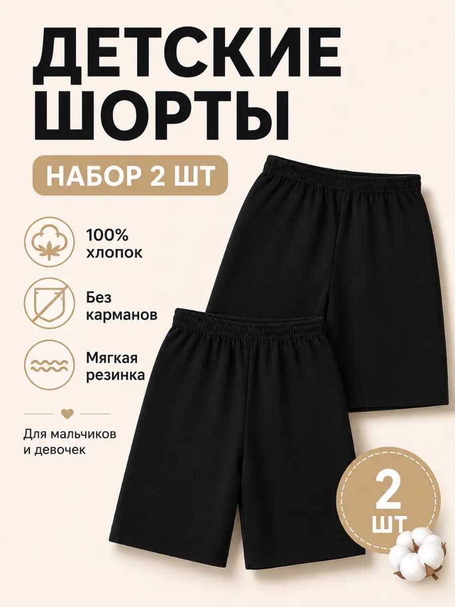 Шорты детские набор 2 шт черные