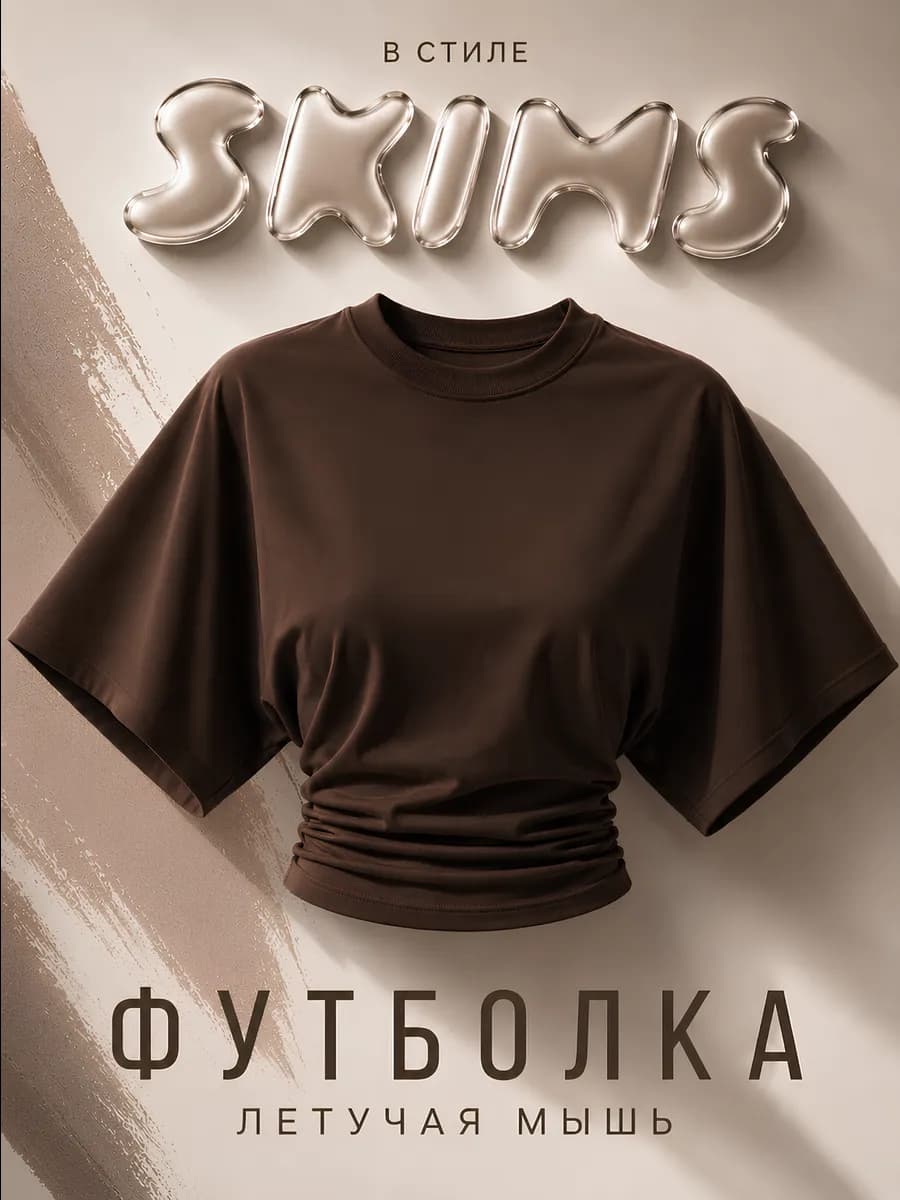 Облегающая футболка с широкими рукавами летучая мышь