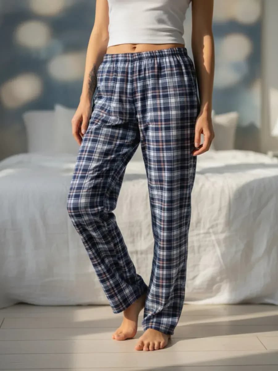 Брюки домашние трикотажные в клетку