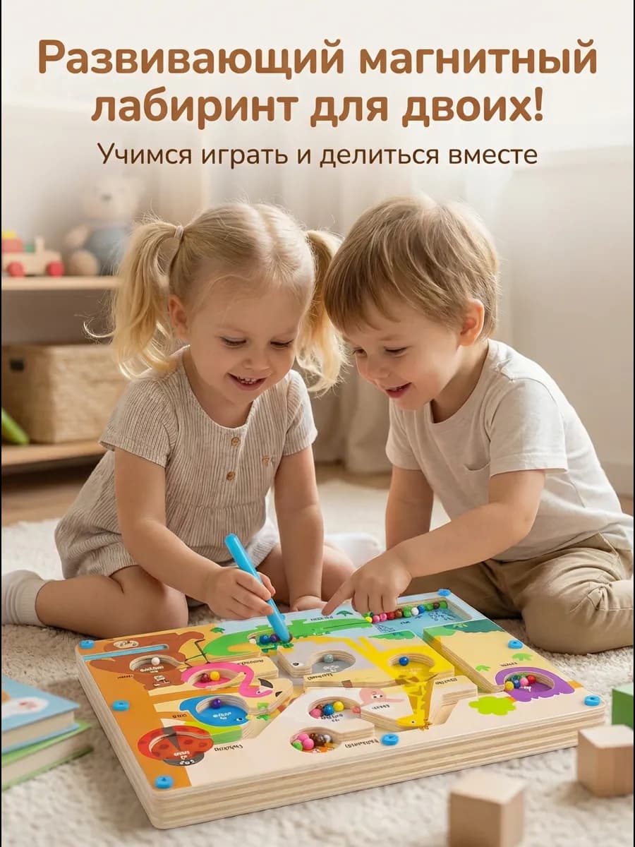 Сортер деревянный для малышей магнитный