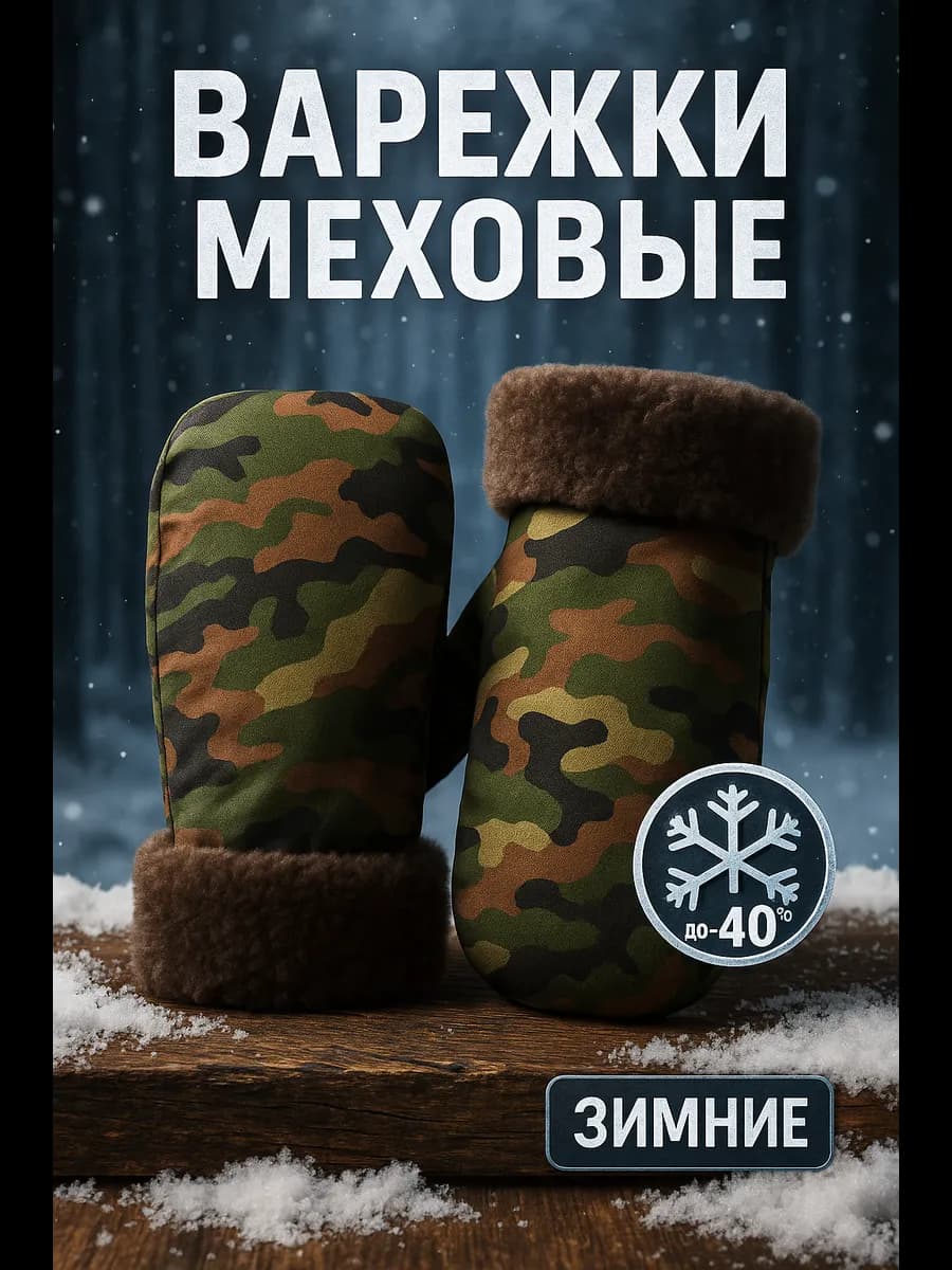 варежки меховые зимние армейские перчатки