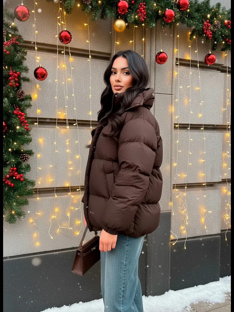 Куртка осень зима с капюшоном удлиненная