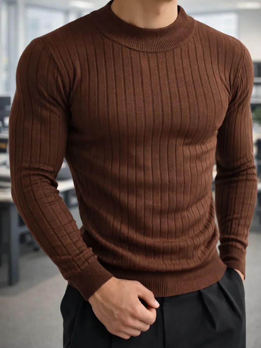 Водолазка без горла в рубчик