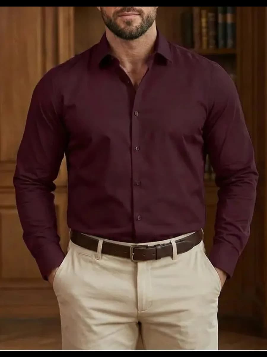 Рубашка с длинным рукавом классическая - фото 1