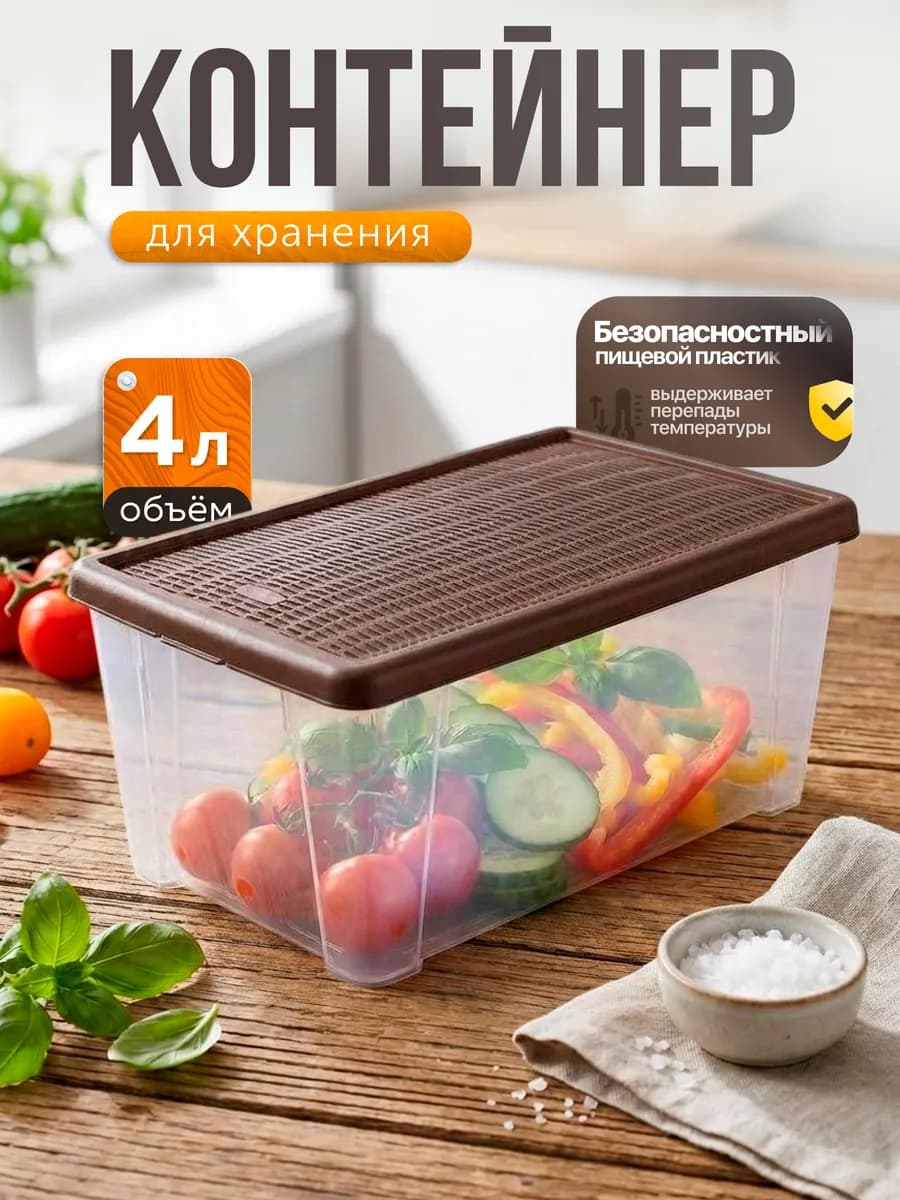 Контейнер с крышкой пластиковый для хранения 4 л
