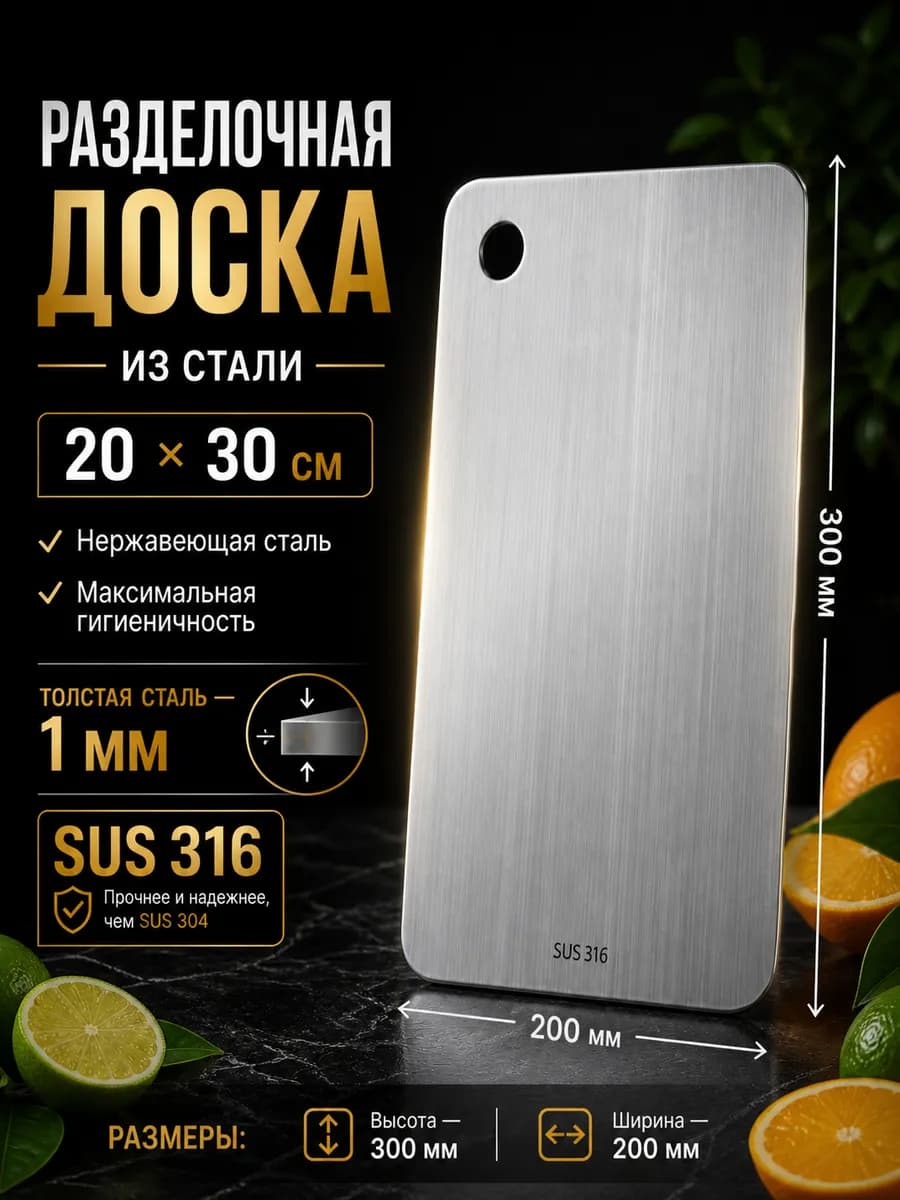 Доска разделочная металлическая из нержавеющей пищевой стали