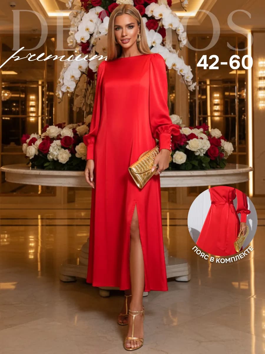 Платье праздничное вечернее длинное с разрезом - фото 1