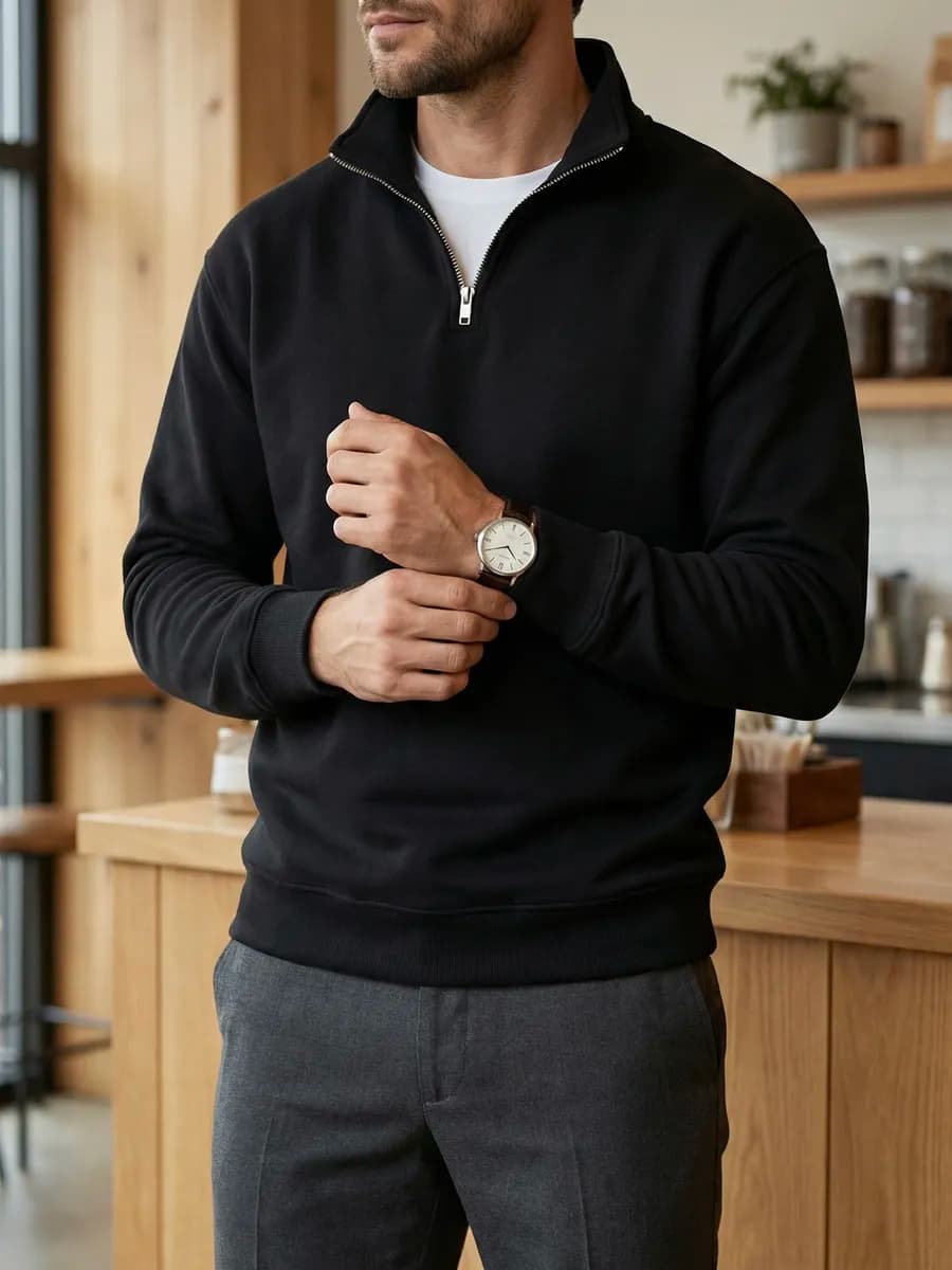 Свитшот на молнии трикотажный кофта Old Money полузамок