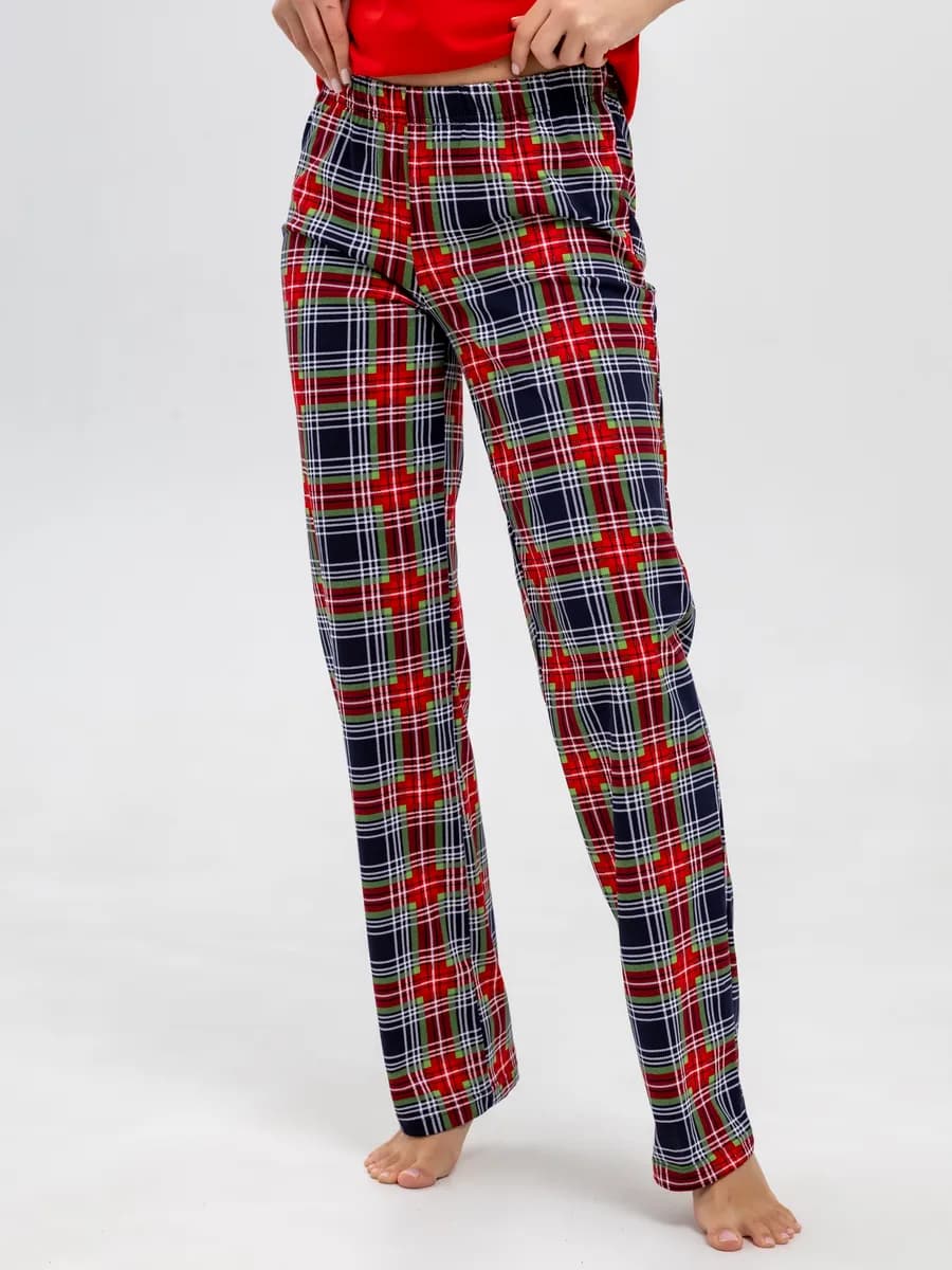 Брюки домашние трикотажные в клетку