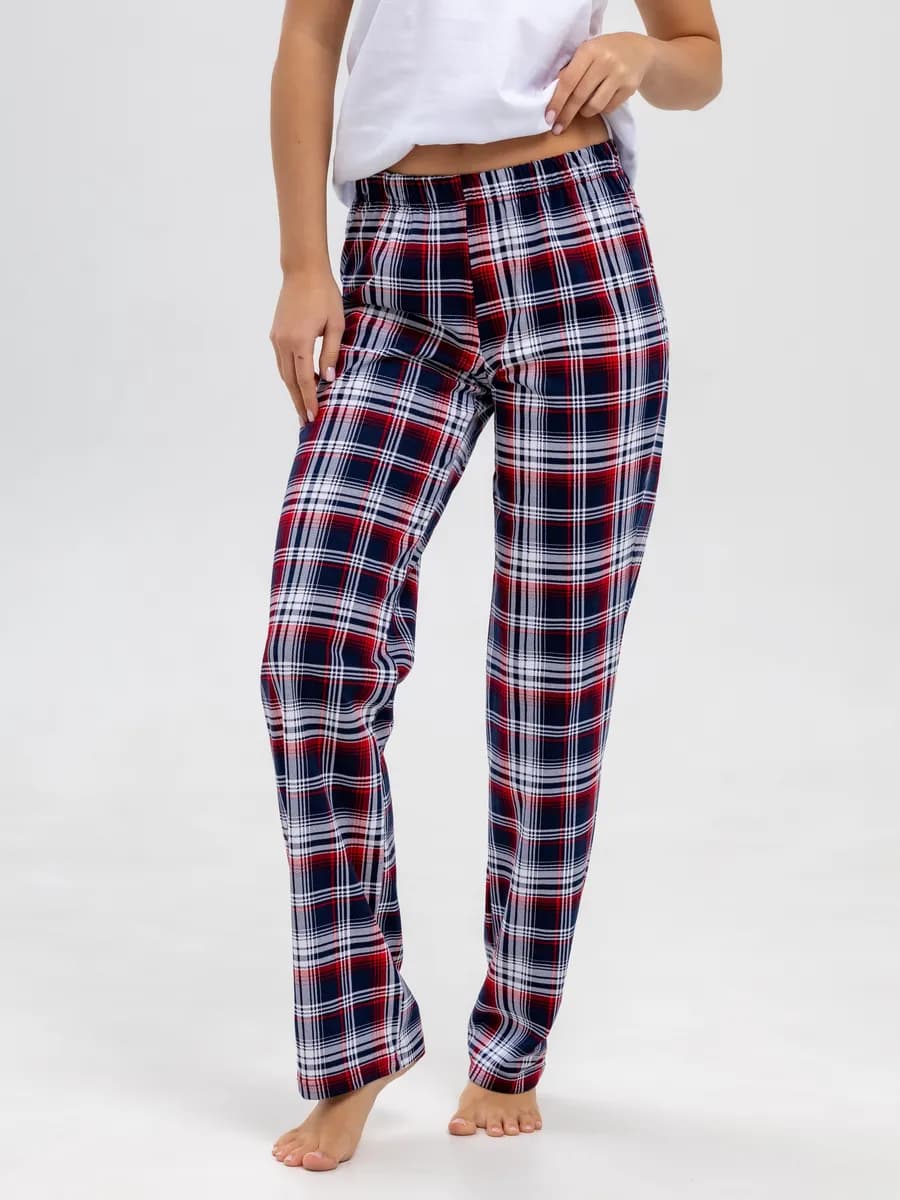 Брюки домашние трикотажные в клетку