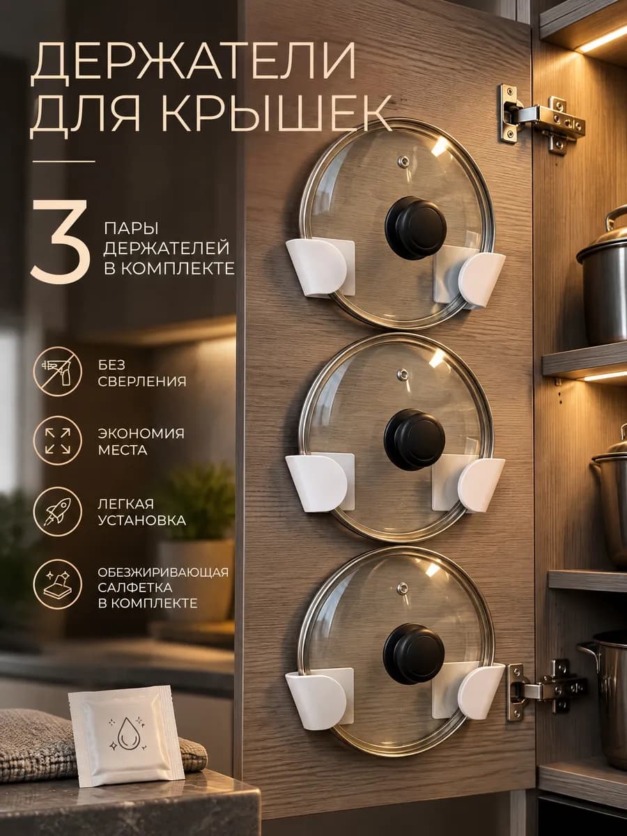 Подставка для крышек кастрюль держатель без сверления