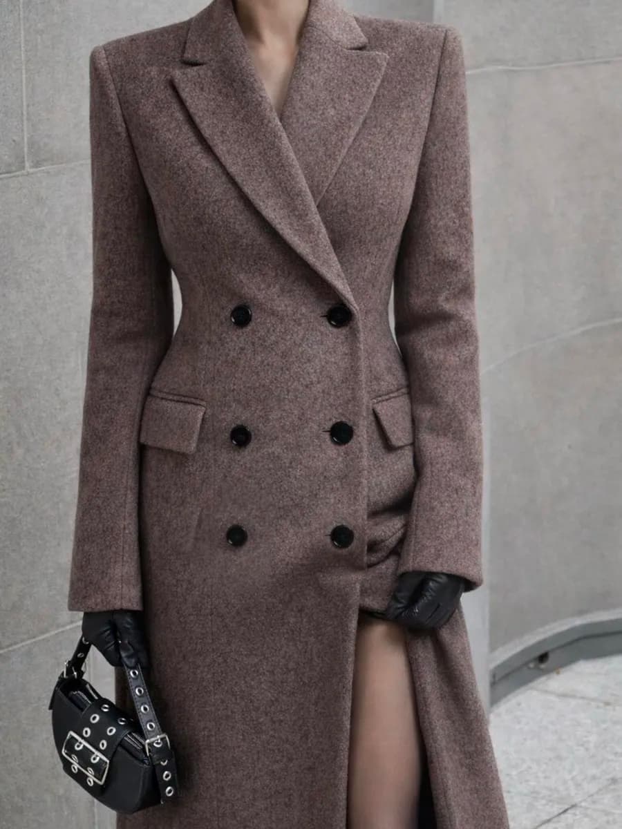 Пальто шерстяное демисезонное длинное - фото 1