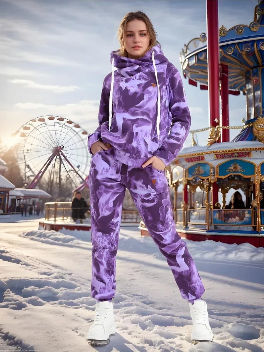 Спортивный костюм теплый с начесом худи и джоггеры