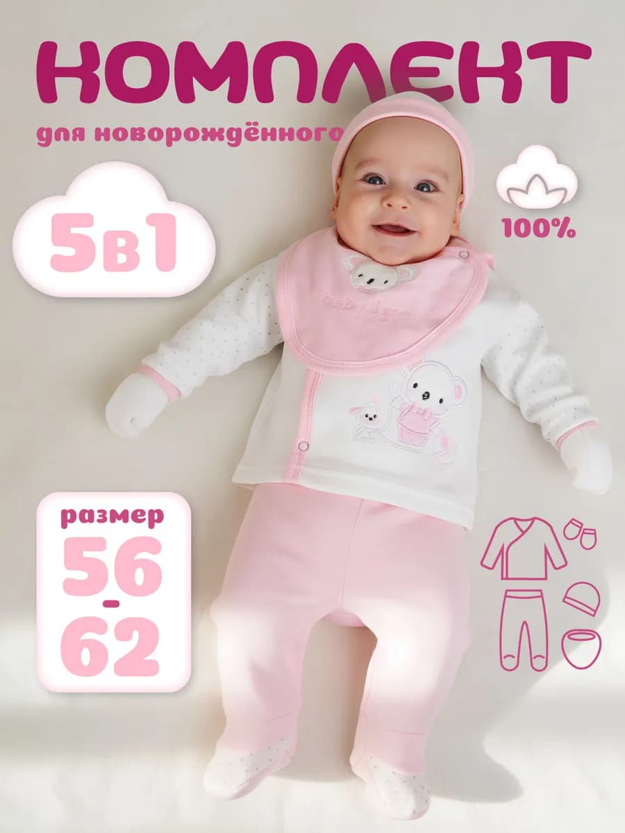 Комплект для новорожденных на выписку из велюра - фото 1