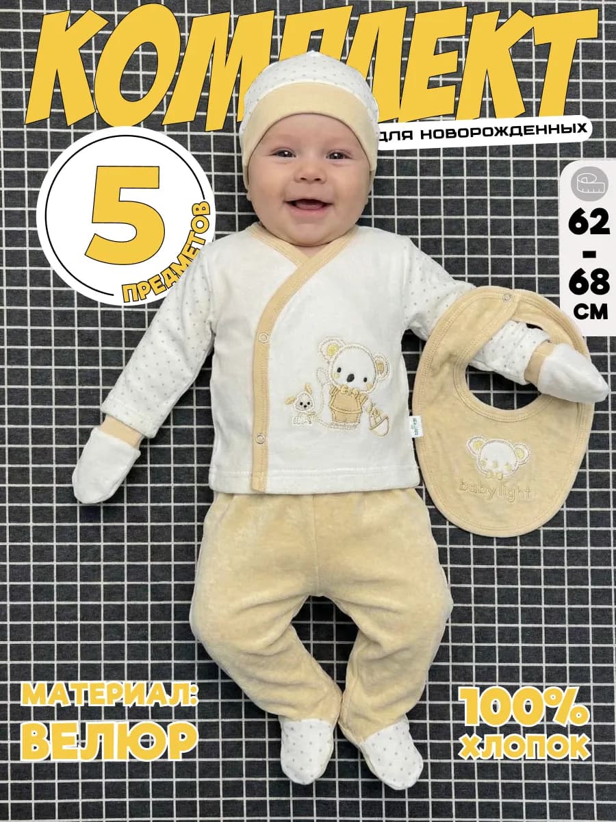 Комплект для новорожденных на выписку из велюра
