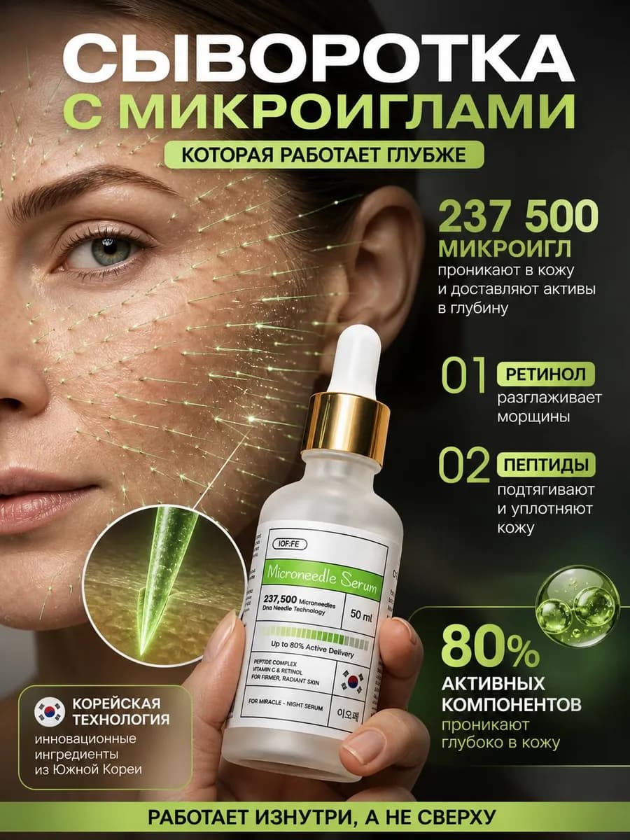 Сыворотка для лица с микроиглами от морщин пептидная